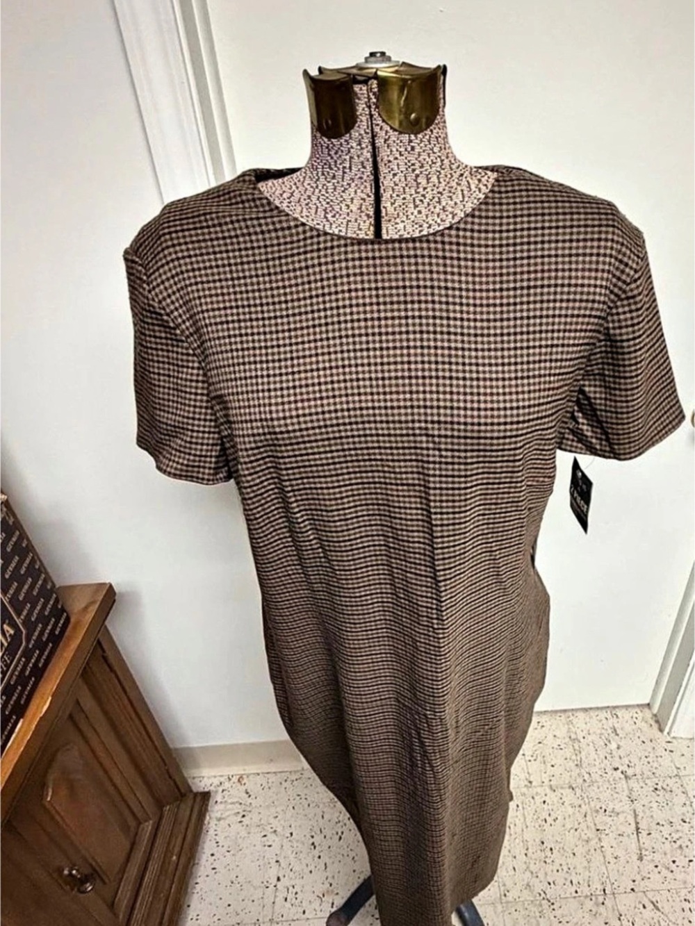 David Warren Checkered Midi Dress Size 16 NWT